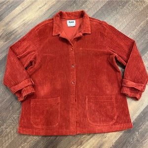 Flax Corduroy Jacket women's burnt orange color oversized fits L/XL.